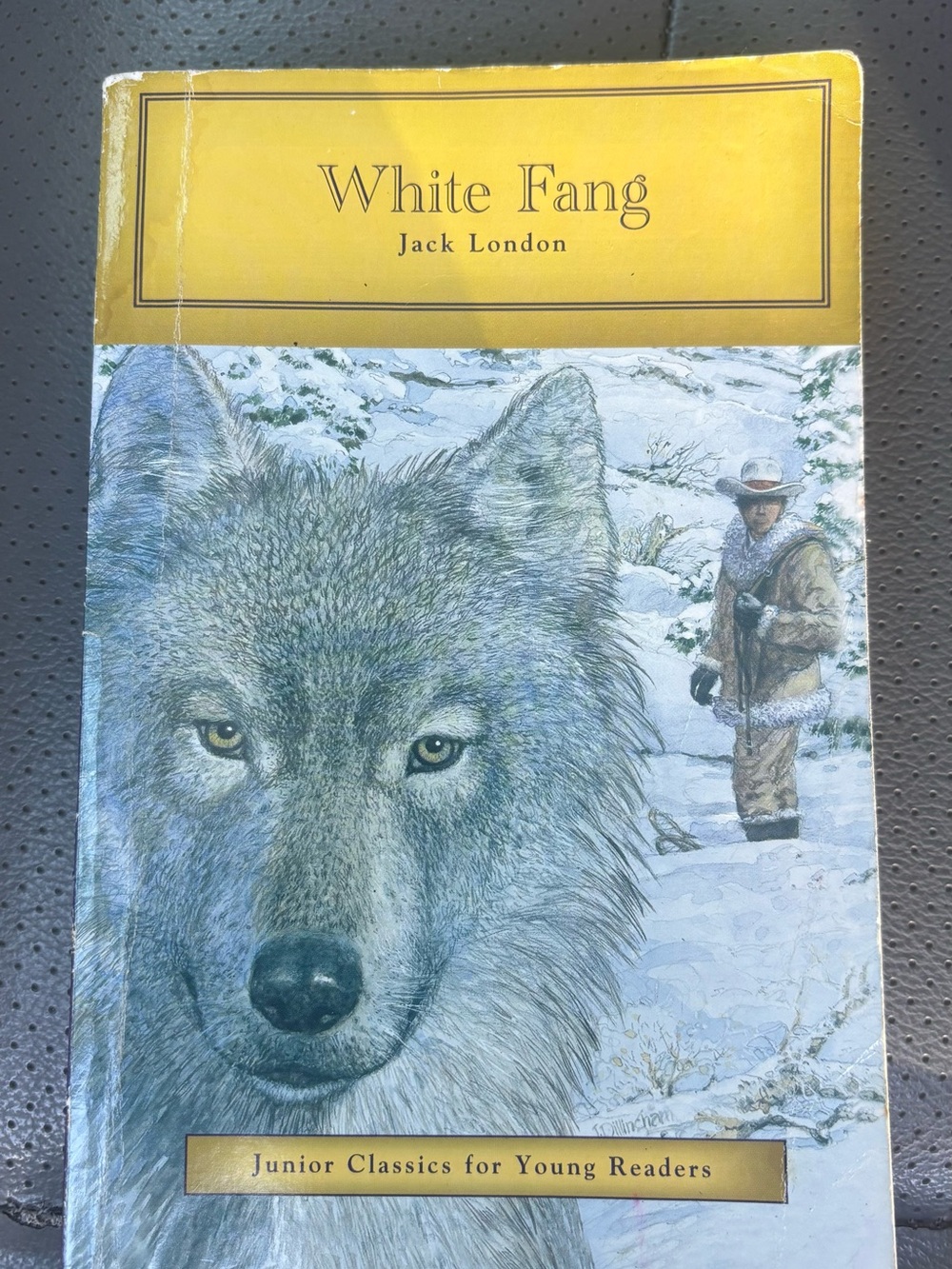 Jack London White Fang Art Print - Yellow & Gray Cover Illustration